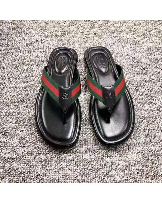 Gucci Black Thong Sandal With Web for men