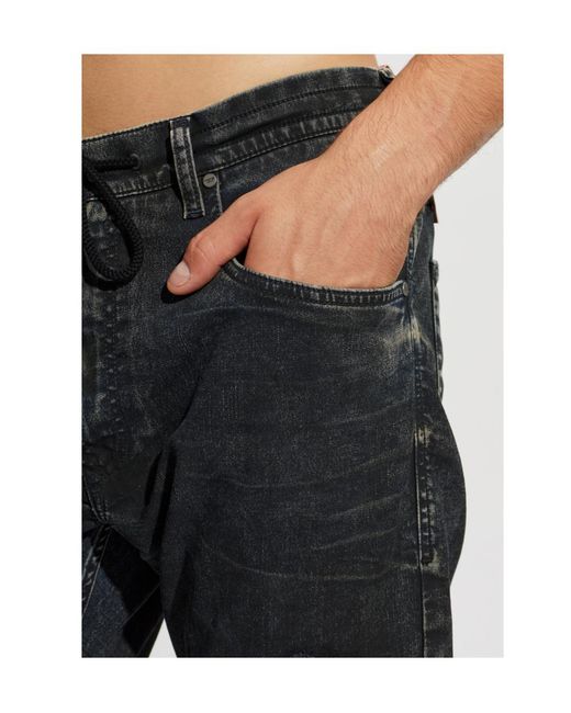 DIESEL Black Belt-Loop Jeans for men