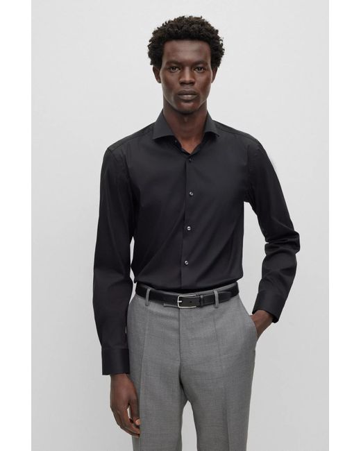 Boss Blue Spread-Collar Button -Up Shirt for men