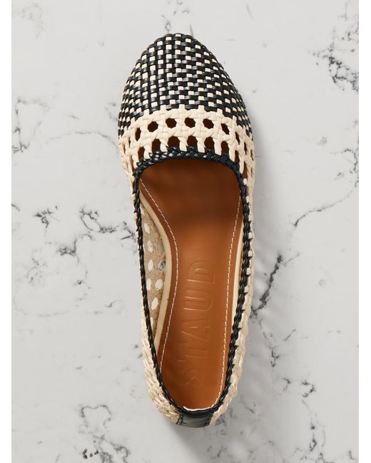 Staud Brown Nell Woven Leather Ballet Flats