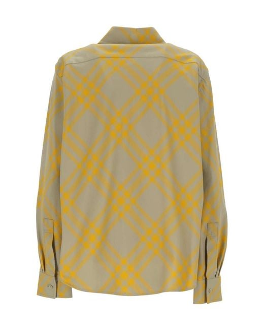 Burberry Yellow Checked Collared Long-Sleeve Shirt