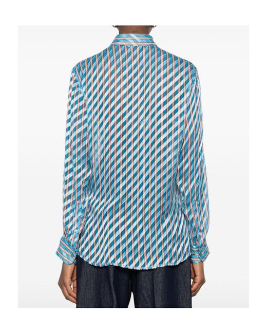 Dries Van Noten Blue Striped Shirt