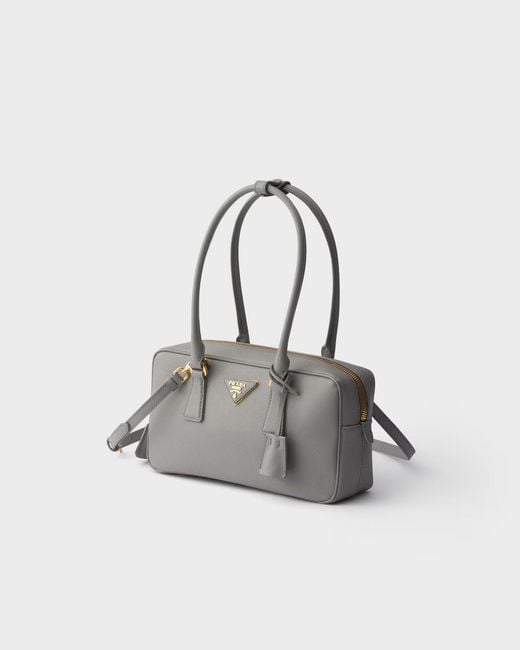 Prada Gray Small Saffiano Leather Top-Handle Bag