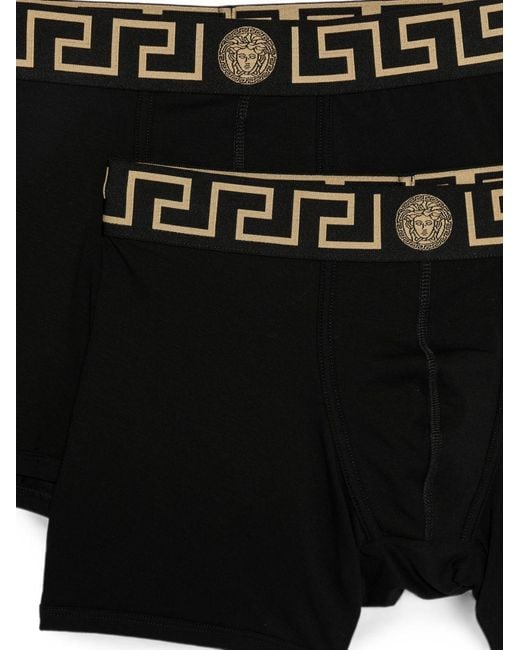 Versace Black Greca Medusa Briefs (Set Of Two) for men