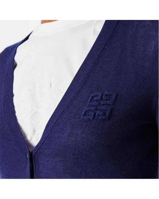 Givenchy Blue Embroidered 4G V-Neck Cardigan