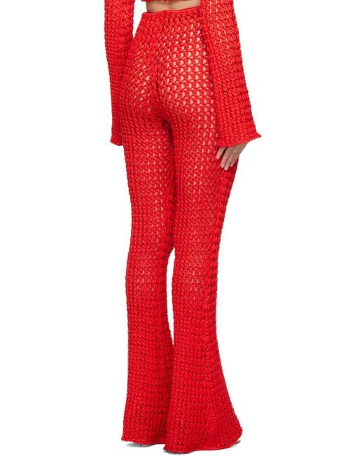Moschino Red Crocheted Casual Pants