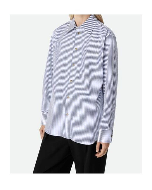 Bottega Veneta Blue Pinstripe Cotton Poplin Shirt