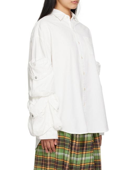 R13 White Cargo Pockets Button-Up Shirt