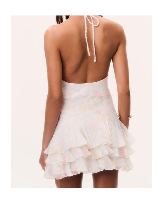 LoveShackFancy White Adrinette Silk Chiffon Mini Dress