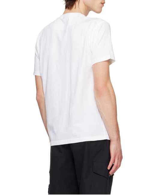 Stone Island White Compass Patch Crewneck T-Shirt for men