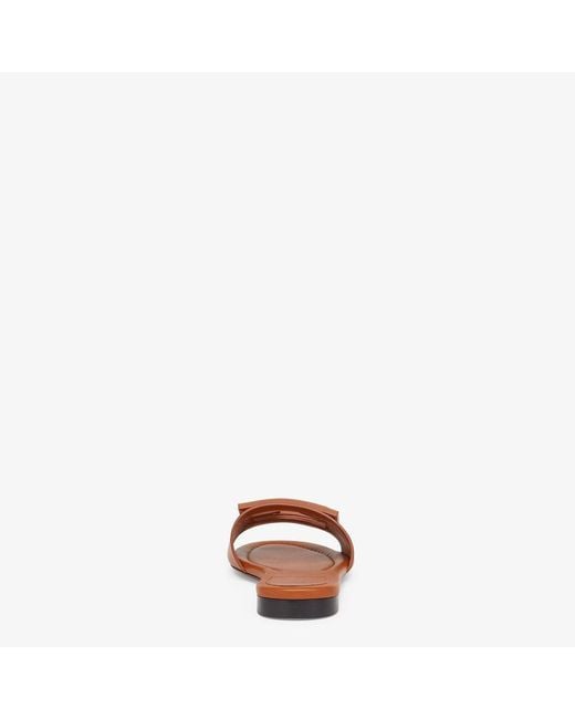 Fendi Brown Ff Logo Plaque Open Toe Sandals