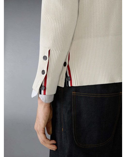 Thom Browne White Bar Knitted Jumper for men