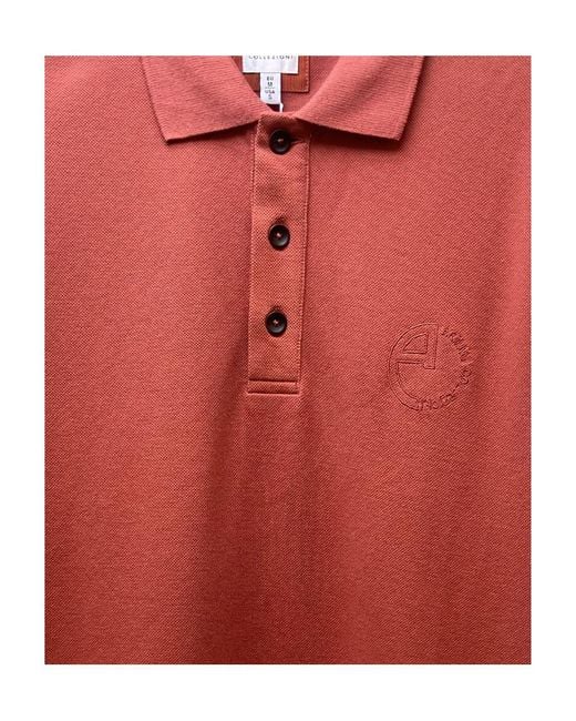 Armani Collezioni Red Logo Lapel Polo Shirt for men
