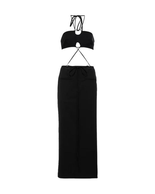 Christopher Esber Black Hollow-Out Tie-Up Dress