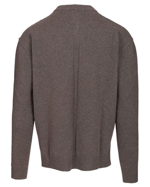 Rick Owens Gray Crew Neck Long-Sleeved Knitwear for men