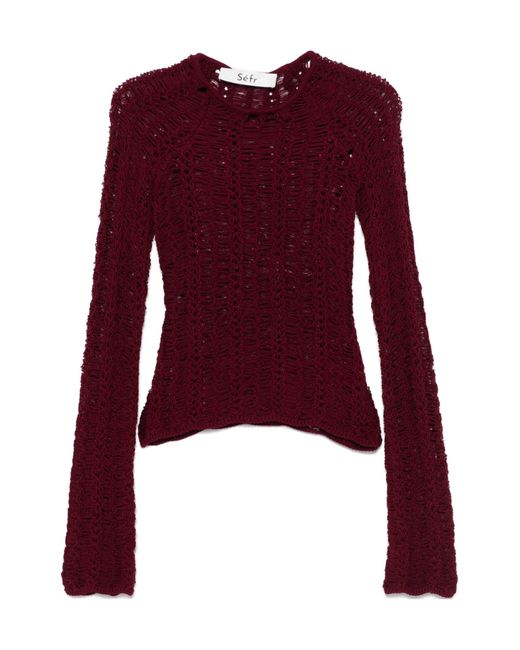 Séfr Red Open-Knit Sweater