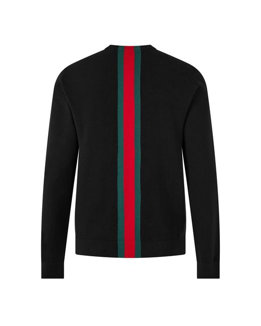 Gucci Black Fine-Knit Crew Neck Sweater for men