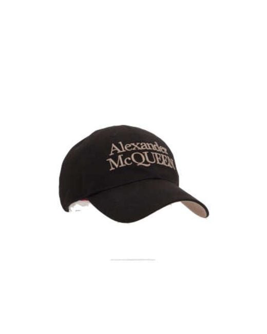 McQueen Black Logo Embroidered Baseball Cap for men