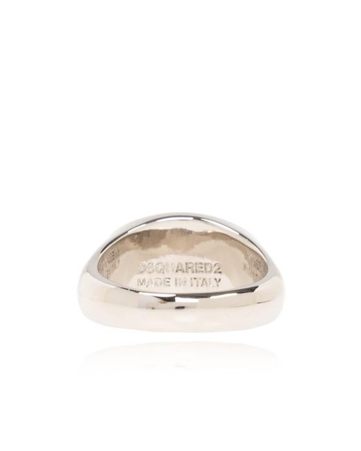 DSquared² White Logo-Engraved Ring for men