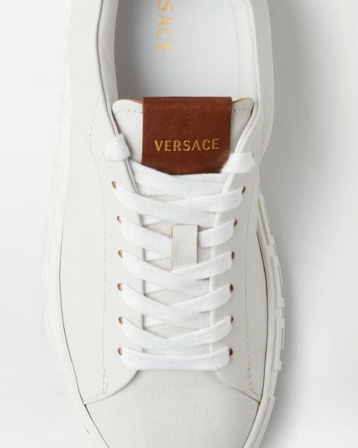 Versace White Greca Lace-Up Sneakers