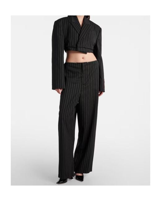 Jean Paul Gaultier Black Pinstripe Cropped Blazer