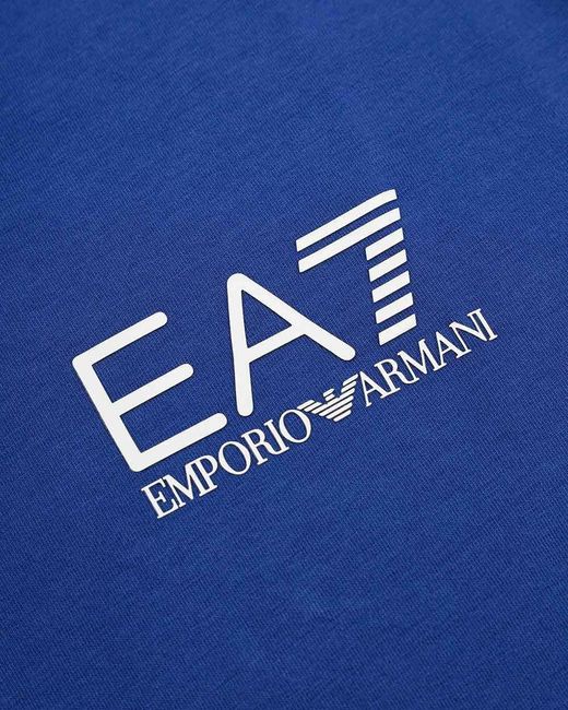 EA7 Blue Logo Printed Polo Shirt for men