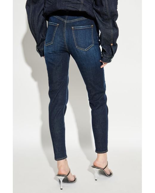 DSquared² Blue High Wait Tapered Skinny Jeans