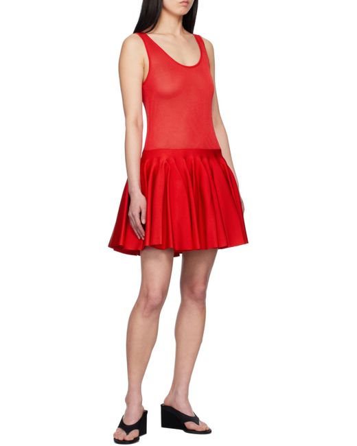 Alaïa Red Knitted Godet Mini Dress