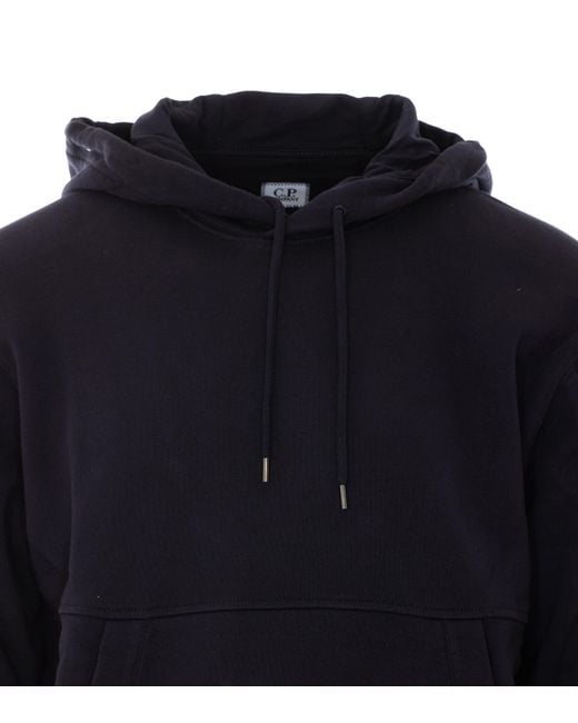 C P Company Blue Drawstring Hooded Sweatshirt for men