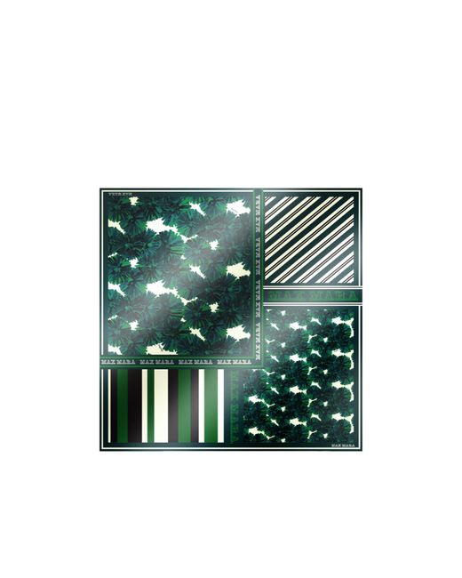 Max Mara Green Printed Silk Scarf