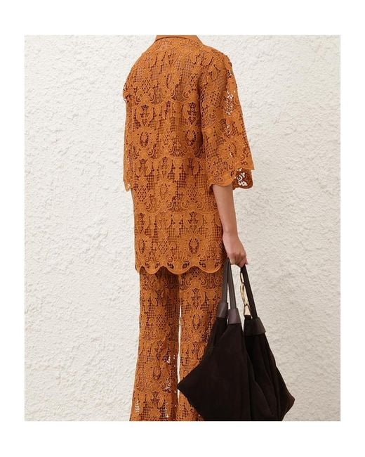 Zimmermann Brown Coco Laced Tunic Top