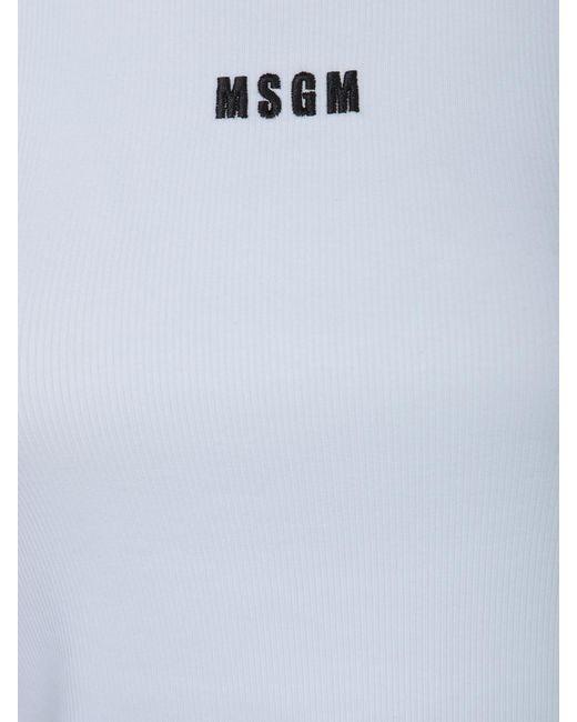 MSGM Blue Logo Knitted Tank Top