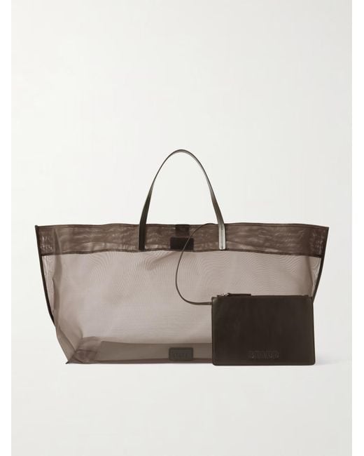 Staud Brown Christos Mesh Tote Bag