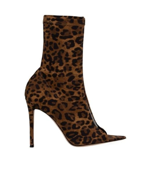 Gianvito Rossi Brown Leopard Printed Ankle Boots