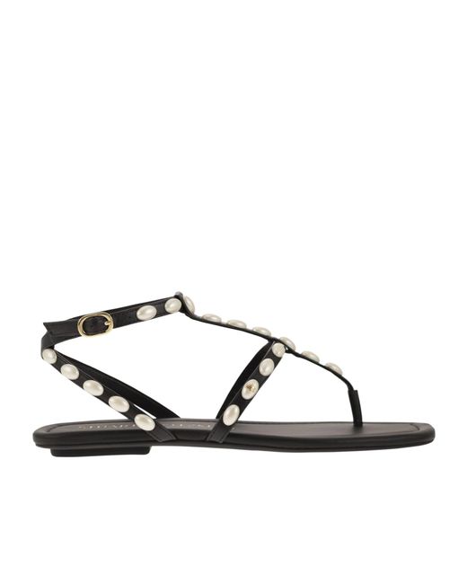 Stuart Weitzman Multicolor Embellished Pearlita Thong Sandals