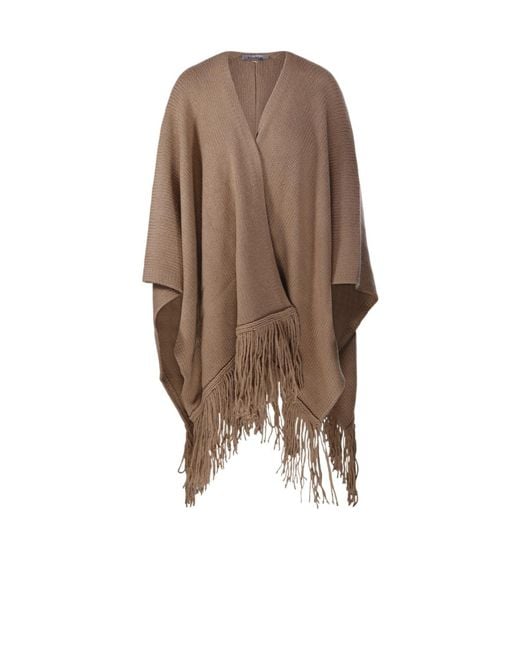 Max Mara Brown Fringed-Edge Cape