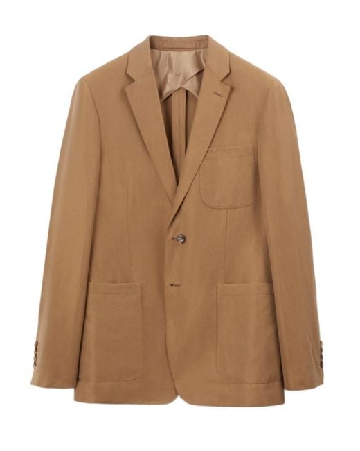 Burberry Brown Notched-Lapels Single-Breasted Blazer for men