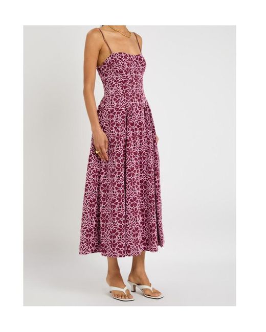 Jonathan Simkhai Purple Sangria Floral-Embroidered Cotton Midi Dress