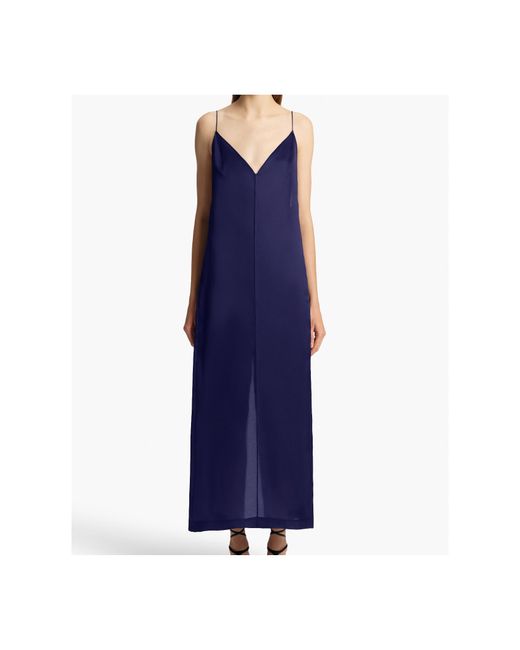 Khaite Blue Tulula Satin Slip Maxi Dress
