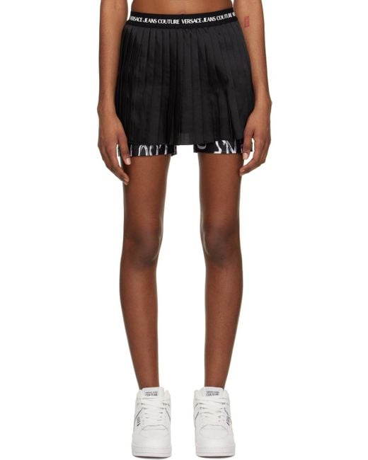 Versace Jeans Black Couture Pleated High-Waisted Skorts
