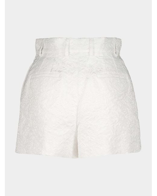 Dolce & Gabbana White Floral Jacquard Shorts