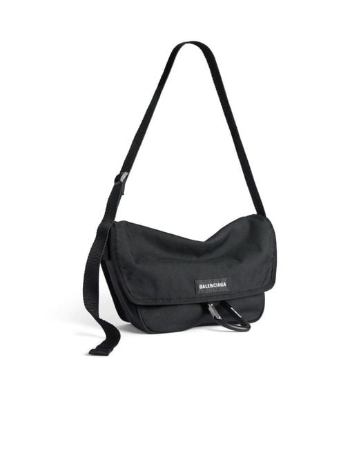 Balenciaga Black Small Explorer Flap Messenger Bag for men