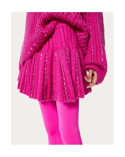 Valentino Pink Flared Hem Knitted Mini Skirt