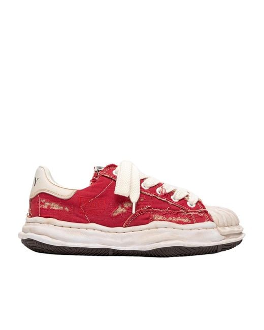 Maison Mihara Yasuhiro Red Lace-Up Low-Top Casual Shoes for men