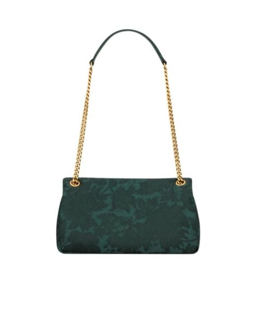 Saint Laurent Green Calypso Jacquard Small Shoulder Bag