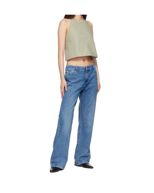 Wardrobe NYC Blue Taffeta Halter Neck Strap