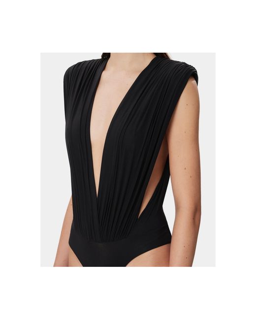 Amazuìn Blue Nikita Draped Bodysuit Top
