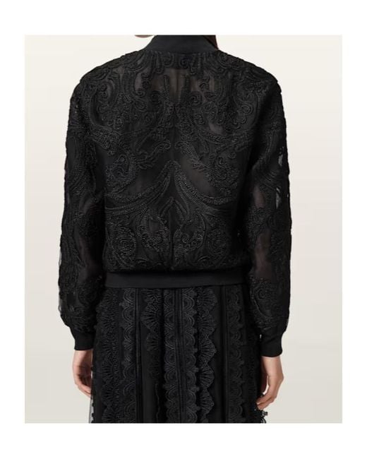 AllSaints Black Jade Sheer Embroidered Jacket