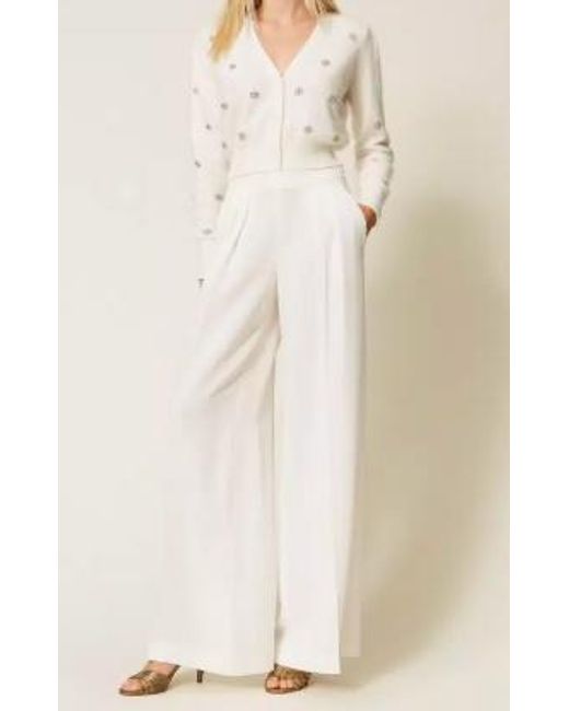 Twinset Natural Embroidered Angora Wool Blazer