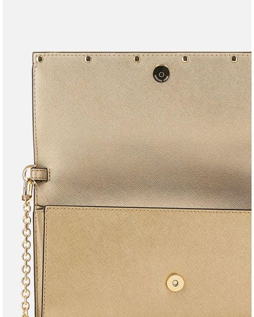 Michael Kors Natural Michael Mona Large Metallic Clutch Bag